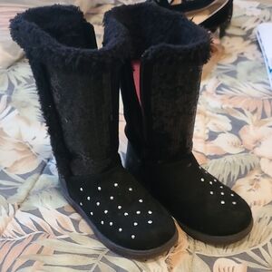 Stylish Black Kids Snow Boots with Sparkle